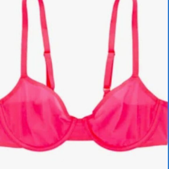 Aerie Smoothez Neon Pink unlined mesh bra NWT s Full Coverage - Picture 4 of 16